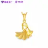 Collar de Oro Sansheng Youxing Oro Puro 999 Moda Nuevo Estilo Chino Versátil Colgante de Hoja de Ginkgo Cadena para Clavícula para Novia