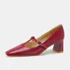Zapatos de tacón alto de cuero suave estilo coreano para mujer, nuevo modelo 2026, cómodos para combinar con faldas, zapatos Mary Jane para mujer, corte bajo, tacón grueso, zapatos de trabajo para mujer