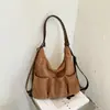 Bolsa de mano informal de gran capacidad, bolso de hombro de color liso, bolso de hombro informal estilo coreano para mujer, bolso plisado simple, bolso para ir al trabajo para mujer