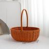 Cesta de Frutas e Flores de Rattan Sintético Shangjin Cesta de Mão Cesta de Vime para Arranjo de Buquês de Flores Artesanato Floral Tecido à Mão DIY