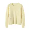 Suéter de Cachemira para Mujer 100% Cachemira Pura Nuevo El Más Fácil de Combinar Casual Cuello Redondo Jersey Retorcido Tejido Suéter Cálido