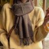 Bufanda de Cuadros Pata de Gallo para Mujer Invierno 2024 Nueva Borla Estilo Coreano Imitación Cachemira Bufanda Versátil Bufanda Cálida para Hombre