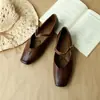 Zapatos Planos de Piel de Vaca para Guarnicionero: Zapatos Planos de Mujer Estilo Retro Francés con Tira y Punta Cuadrada para Viajes Diarios, Nueva Colección Primavera/Verano