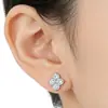 Pendientes de Lujo de Alta Gama Europeos y Americanos de Aleación de Titanio F136 con Espiral Interno, Diamantes Brillantes y Diseño de Trébol de Cuatro Hojas al por Mayor