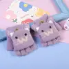 Luvas infantis inverno bebê fofo conjunto de meio dedo meninas meninos inverno forrado de fleece quente à prova de vento crianças conjunto de cinco dedos