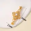 Hebilla de collar de perlas giratoria de flor de circonio incrustada de alta retención de color, chapada en cobre, oro de 18 quilates, accesorios de joyería DIY de alta gama