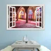 Mezquita comercio exterior más vendido efecto creativo 3D pegatinas de ventana falsa decoración pared sala de estar dormitorio