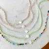 Amazon Transfronterizo Nuevo Diseño Colgante Collar Forma de Estrella Perla de Imitación Collar de Cuentas de Colores Joyería de Moda