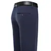 Calça Casual Masculina Leve Simples Verão Leve Livro Respirável Lisa com Cintura Elástica Reta Calça Masculina de Seda Gelada