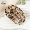 Pinza para el Cabello de Acetato con Estampado de Leopardo Retro Estilo Coreano para Mujer, Pinza de Pato Grande para Recogidos en la Parte Posterior de la Cabeza, Pinza Plana Sin Costuras y No Dañina