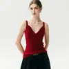 Suave y cómoda, camisola de cachemir con cuello en V cruzado, corte ajustado, tejido, top sin mangas, perfecto como capa base