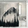 Cortina de Ducha Transfronteriza de Poliéster Impermeable Resistente al Moho Planta Verde Cortina de Baño de Tela Ajuste Juego de Anillos Cortina de Ducha Cortina Divisoria de Baño Cortina para Ducha
