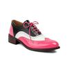 Zapatos de Cordones de Punta Redonda con Bloques de Color Tacón Bajo Estilo Británico Estilo Universitario Zapatos de Mujer Talla Grande Zapatos Brogue D40-5