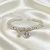Pulsera de Carácter Fu para Mujer Plateada Estilo Étnico Pulsera de Cuentas Redondas Marca Fu Campana Cuerda Hecha a Mano Pulsera de Cuentas de Buda Regalos para Novia