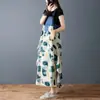 Vestido de Verão 2026 Novo Estilo com Babados, Solto, Chiffon Estampado, Design em Jeans, Suspensório, Comprimento Médio