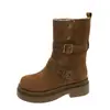 Botas Martin de suela gruesa para mujer 2026 invierno nuevo versátil con felpa cálidas botas cortas hacen que los pies parezcan más pequeños cómodas cálidas botas de algodón