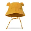 Sombrero de Cuenca de Gasa de Color Puro para Bebé de Verano Estilo Nuevo Europeo y Americano Orejas de Conejo Sombrero de Pescador Sombrero de Sol para Niños