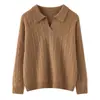 Suéter de punto de ochos para mujer en cachemira, versátil, de corte holgado, casual, con un estilo "old money", nueva colección otoño/invierno