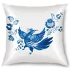 Fronha de Porcelana Azul e Branca Estilo Chinês Capa de Almofada de Linho Estampado Fixa Capa para Almofada de Carro Fábrica de Produtos Domésticos Atacado Capa de Almofada Lombar