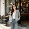 Outono Inverno Transfronteiriço Novo Estilo Cardigã de Tricô com Capuz e Zíper Casaco Feminino Estiloso Solto Emagrecedor Roupa de Fora com Capuz Cardigã de Tricô
