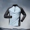 Roupa de Treino de Meio Zíper para Estudante de Verão Masculina Secagem Rápida Manga Longa Proteção Solar Primavera e Outono Camiseta Esportiva para Atletismo Corrida
