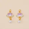 Colgante Tradicional de Loto Dorado con Goteo de Aceite Auspicioso DIY Collar Pulsera Dijes Accesorios de Joyería Cuentas Pequeños Accesorios