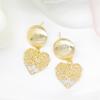 Brincos pingente geométricos simples vazados com diamante, banhados a cobre estilo coreano, ouro 14k real, material para acessórios de joias DIY
