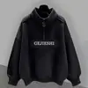 Sudadera de punto americana retro de otoño con cuello alto y media cremallera, diseño moderno, fresca y elegante, conjunto de dos piezas para hombre