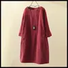 Outono e Inverno Novo Vestido de Veludo Cotelê Retro Cor Sólida Vestido Solto Roupa Feminina Plus Size para Meninas Cheinhas