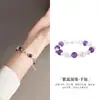 Plata Pura 999 Lema de Seis Caracteres Perla de Agua Dulce Natural Amatista Pulsera de la Fortuna Joyería Fresca Elegante para Mujer