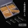 Set en caja de agujas en forma de nueve, agujas en forma de T con cabeza de bola, agujas de cabeza plana y cabeza redonda, materiales y accesorios para pendientes DIY, no se decoloran