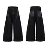 3306 Calle Alta Americana Estilo Urbano Retro Moderno Deconstruido Resistente Parches Estampado de Serpiente Cuero Jeans Sueltos de Pierna Ancha para Hombre