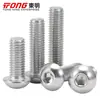 Tornillos de cabeza redonda de acero inoxidable 304 con hexágono interior, tornillos de cabeza plana con hexágono interior M2M3M4-M12 Dongming