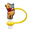 Gorra de Paja de Dibujos Animados Winnie the Pooh Transfronteriza Taza de Agua Creativa Cubierta de Popote de Silicona Tapón de Popote a Prueba de Polvo Venta al por Mayor en Stock
