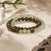Nuevo brazalete de doble círculo de madera de agarwood y jade Hetian estilo chino, hecho de jadeíta transparente y cuentas de madera, accesorio decorativo estilo vintage
