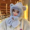 Gorro y bufanda integrados engrosados para otoño e invierno, lindo calentador de cuello y gorro de felpa para mujer, gorro cálido y protector de orejas para ciclismo