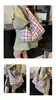 Bolsa de Lienzo a Cuadros Artística Retro Estilo Coreano de Primavera, Bolsa Tote de Gran Capacidad, Bolso de Hombro Versátil Casual para Estudiantes