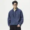 Nova Camisa Jeans de Algodão Puro Lavada Retrô Masculina Simples Solta com Lapela Versátil para Primavera e Outono Roupa de Trabalho Manga Longa
