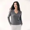 Nuevo Suéter de Punto Ligero Suave de Cachemira Pequeña con Cuello en V y Mangas Largas para Mujer, Delgado, Versátil, Capa Base