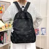 Mochila de Dibujos Animados Verde Menta con Estampado Completo para Estudiantes de Secundaria Femeninas, Mochila Casual para el Día a Día, Mochila Estilo Universitario Estilo Coreano
