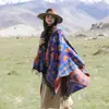 Manto com capuz estilo étnico Lijiang Xinjiang Xizang Noroeste Turismo Vestir Fotografia Capa Exterior Quente