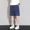 Shorts Largos de Secagem Rápida para Homens ao Ar Livre, Shorts Esportivos Dopamina de Tecido Estilo Americano para Verão, Shorts de Comprimento Médio Respiráveis com Proteção Solar Tendência
