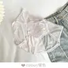 Pantis de malla sexy y seductores de estilo francés para mujer con refuerzo de seda, encaje de cintura media, calzoncillos transpirables y cómodos