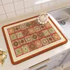 Alfombrilla de drenaje para cocina vintage, alfombrilla para secar vajilla y control de agua, alfombrilla antideslizante para encimera, aislante térmico de tierra de diatomeas, posavasos absorbente