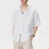 Camisa de Lino de Manga Corta con Cuello de Lino para Hombre Xintang, Estilo Americano Holgada Sencilla Casual