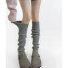 Calcetines Grises de Otoño e Invierno, Calcetines Gruesos de Canalé Cálido para Pantorrilla, Cubrepiernas Gruesos Retro Marrones, Cubrebotas en Capas para Mujer