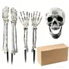 Decoração de Halloween Adereço Realista de Cabeça de Esqueleto Ornamento Mão de Fantasma Osso Suprimentos de Festa Presente Brilhante