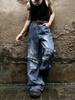 Marca de Moda Callejera Americana Elegante Caída Pierna Recta Jeans de Alta Costura Europeos y Americanos Unisex de Diseñador Versátiles Pantalones Casuales Modernos