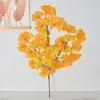 Decoración de hoja de ginkgo artificial, hojas falsas, ramas de plástico, hojas de ficus artificiales, amarillas y verdes, para bodas y celebraciones