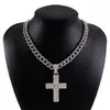 Collar de Cadena Cubana de Aleación Exagerada Hip-Hop con Colgante de Cruz de Circonita Transfronterizo Europeo y Americano Creativo de Moda